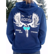 Sweatshirt Hooded Moose Skull NAVY
